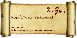 Kopácsi Zsigmond névjegykártya